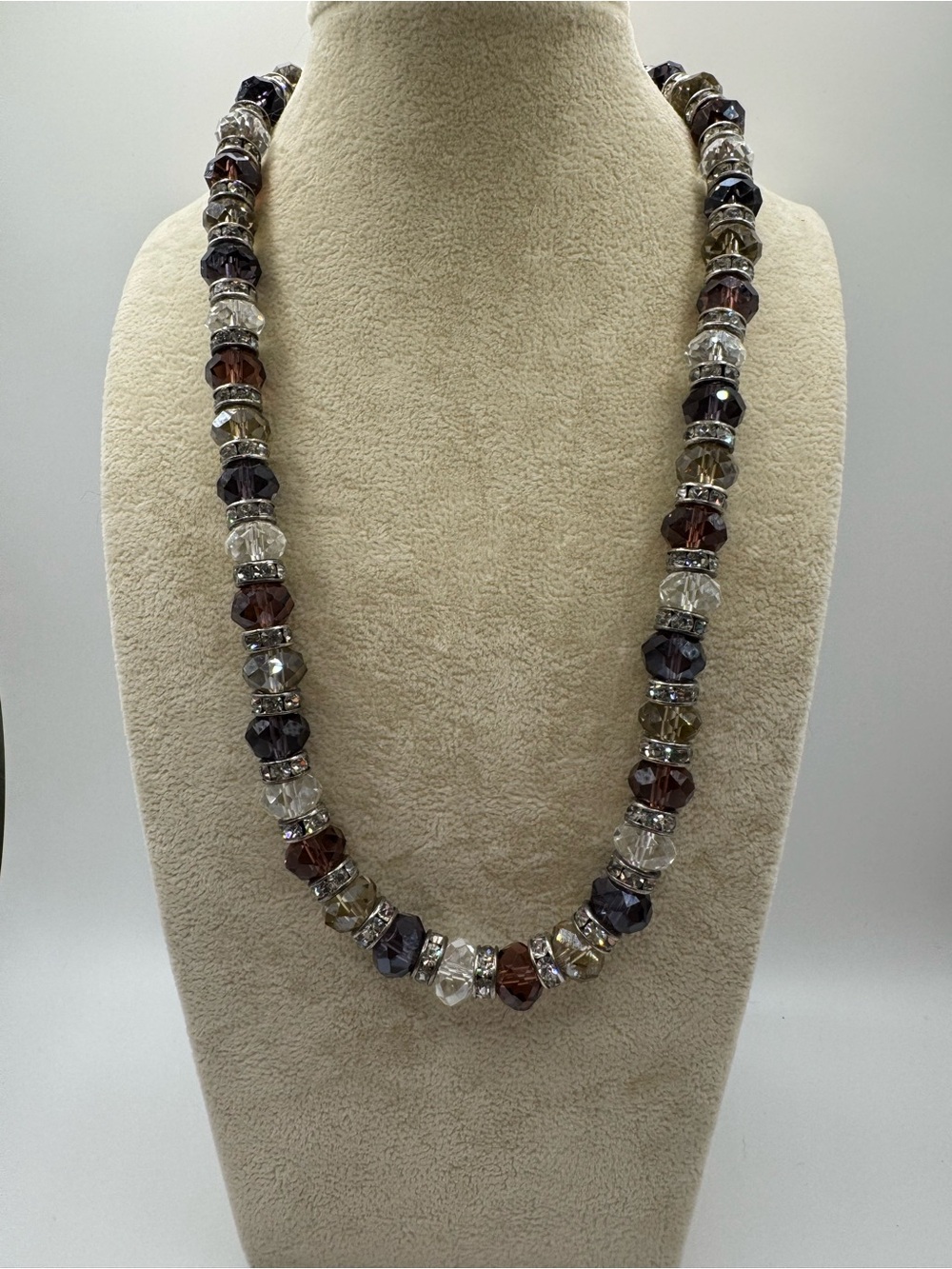 Beautiful Crystal Multi-Color Faceted Bead Necklace with Magnetic Clasp